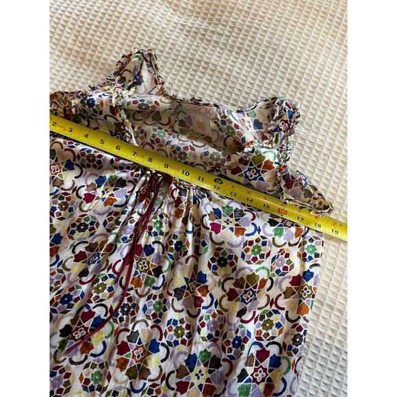 LaRok Colorful Geometric Pattern Sleeveless Tunic/Tank W/ Ruffled Details Small - Picture 8 of 12